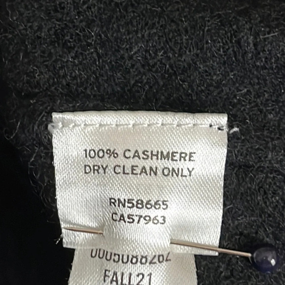 Nordstrom 100% Cashmere V Neck Sweater in Black Caviar - Size XL - Picture 5 of 6